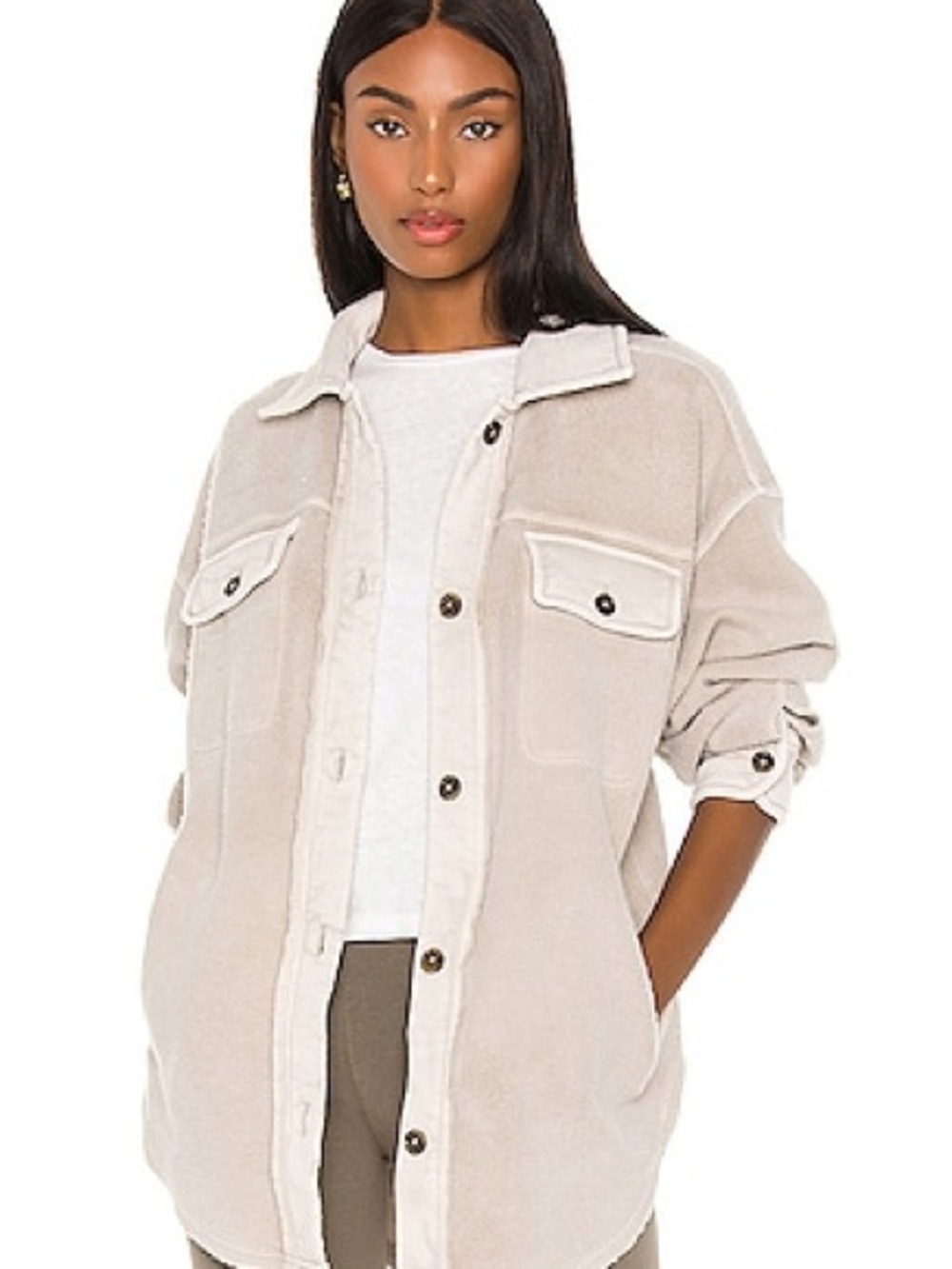 Free people Beige ruby shacket